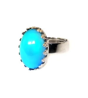 Crown Setting Mood Ring Dark Silver Shade