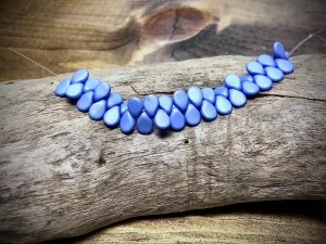 Czech Glass Matte Periwinkle Pearlized Pip Bead Strand