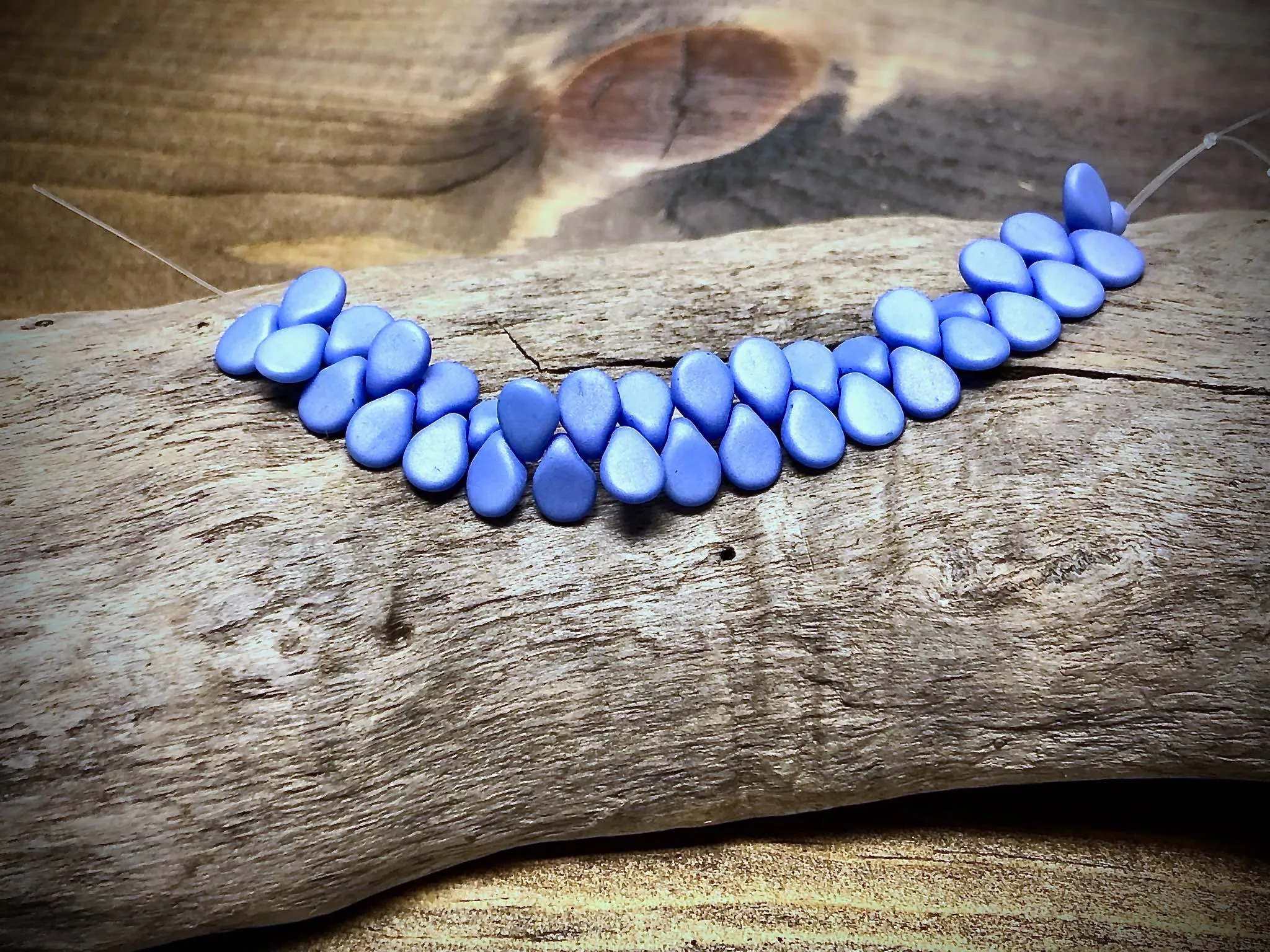 Czech Glass Matte Periwinkle Pearlized Pip Bead Strand