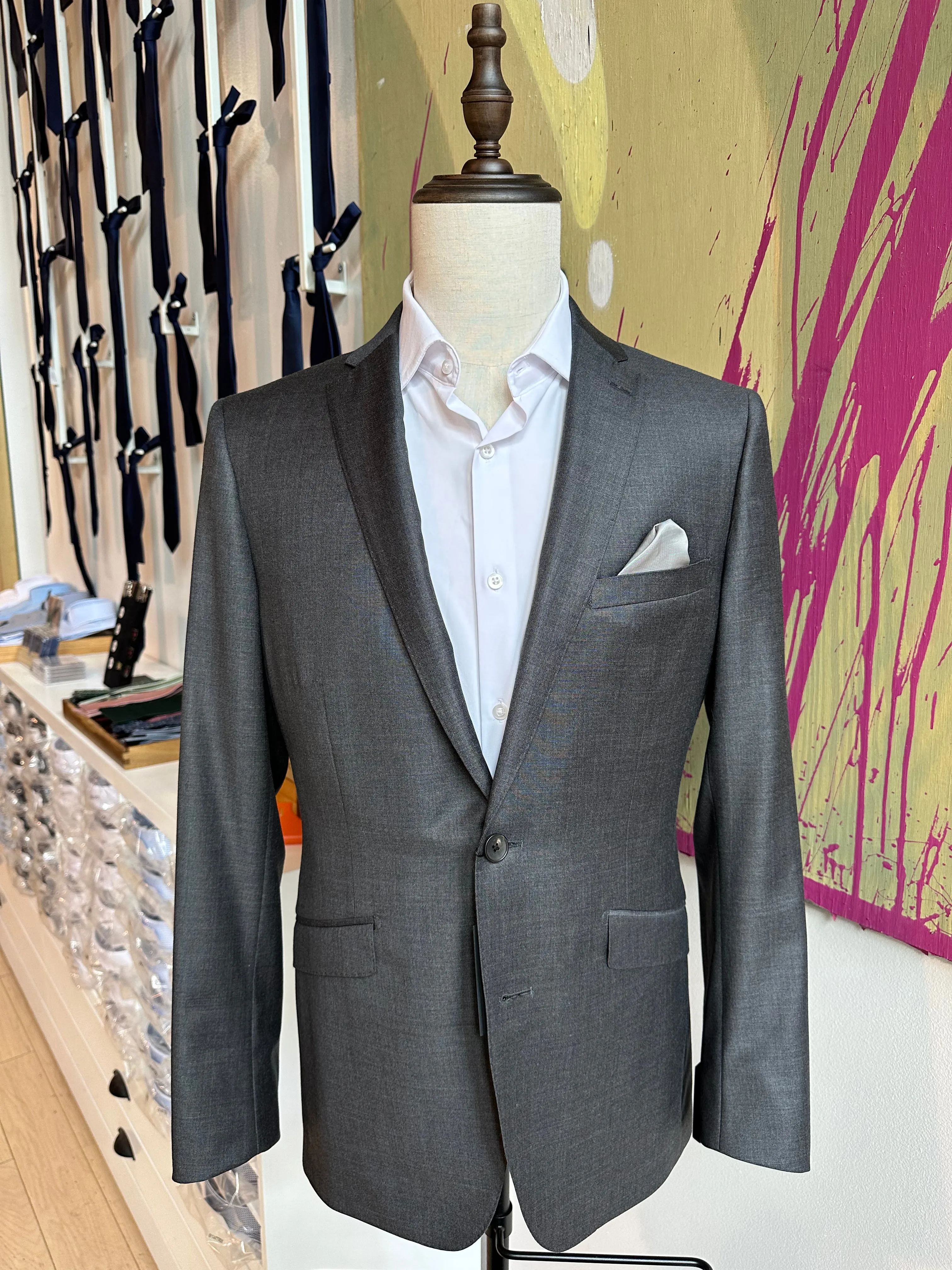Dark Gray Sharkskin Luxury Suit