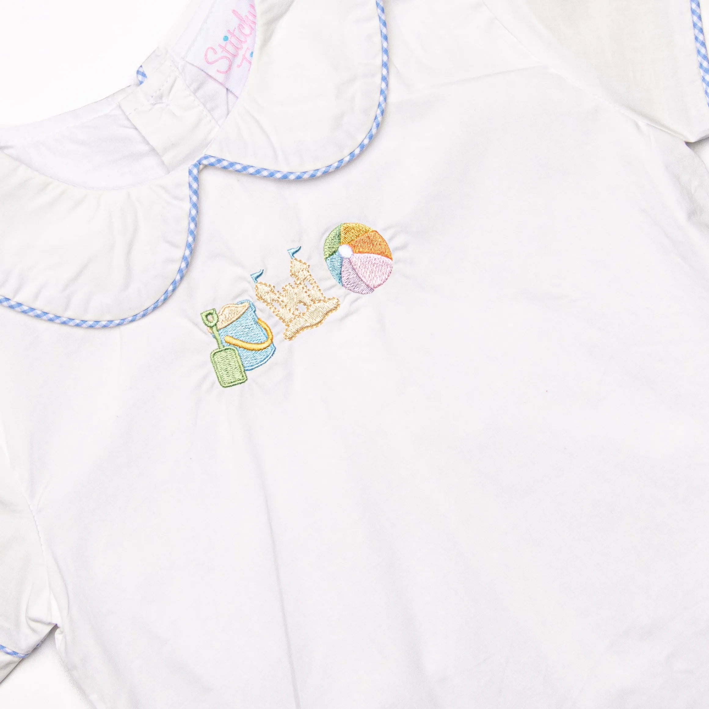 Day at the Beach Embroidered Short Set, Blue
