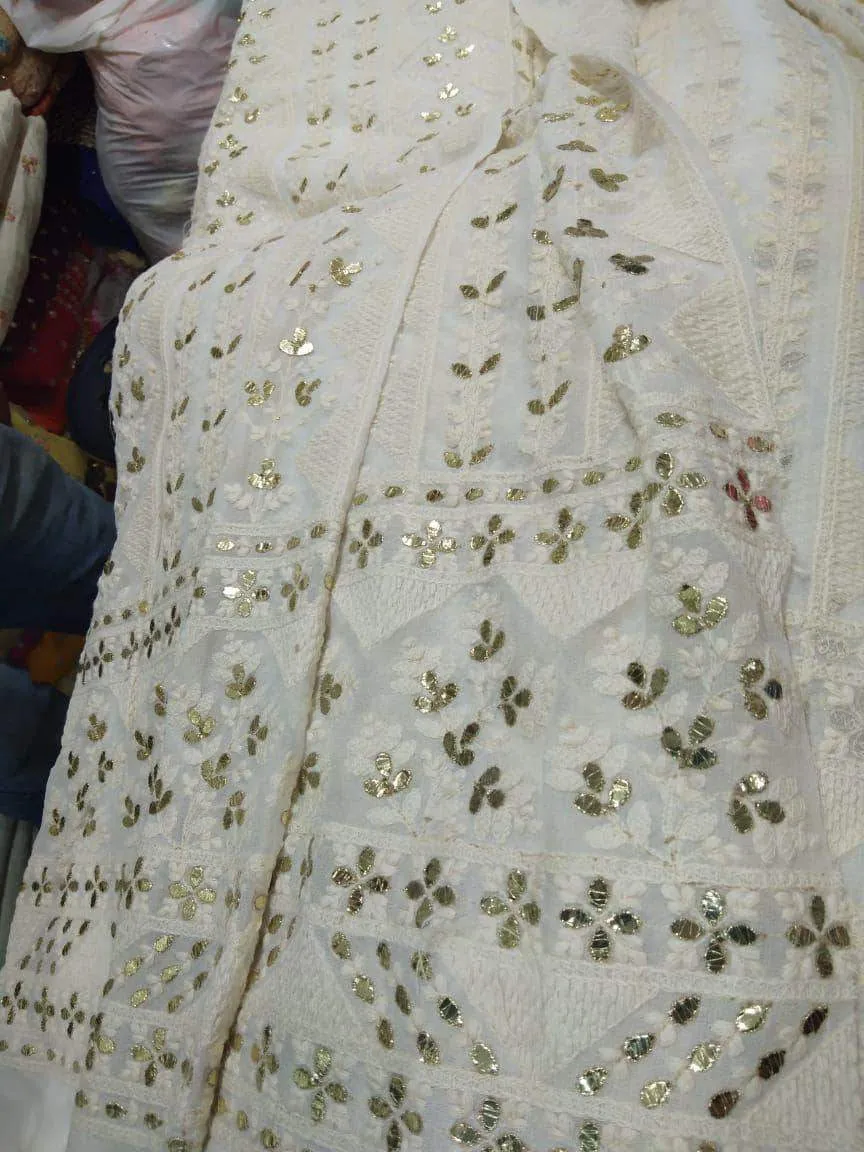 Designer Georgette Chikankari Lehenga with Chikankari Choli