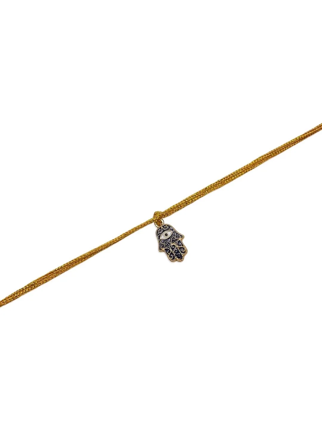 Designer Rakhi Black Evil Eye Hamsa Golden Thread Rakhi For Raksha Bandhan