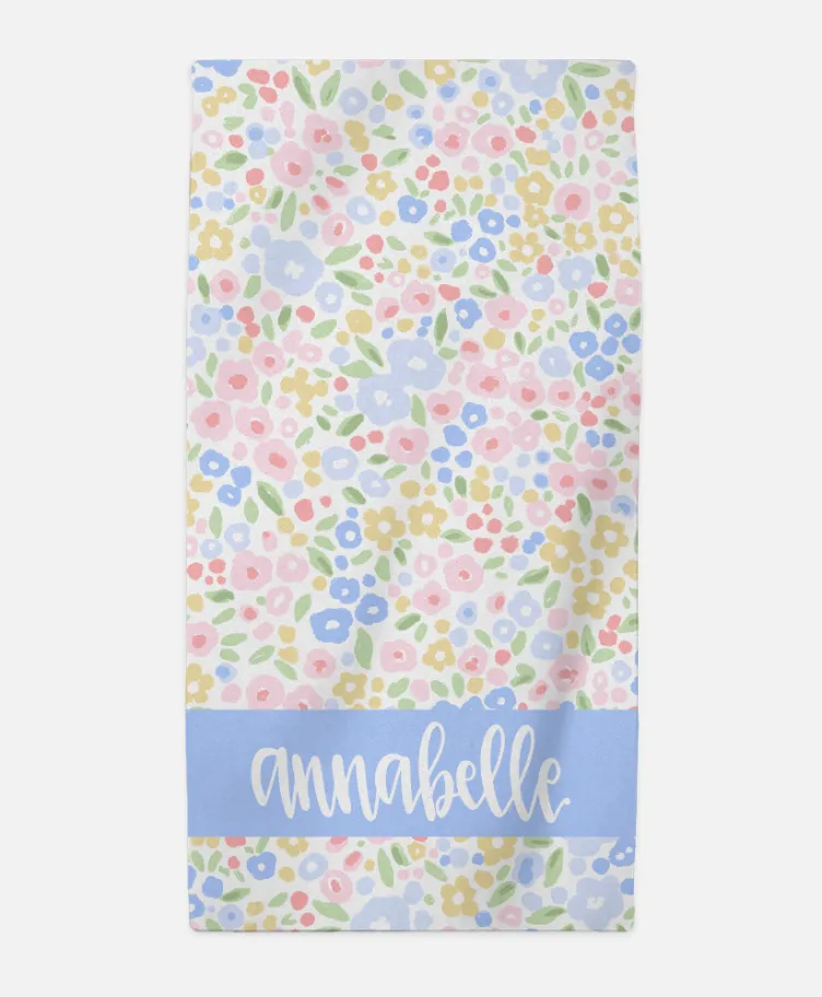 Ditsy Floral Personalized Beach Towel