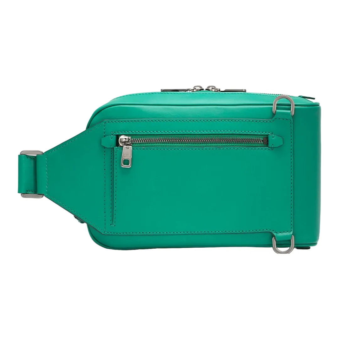 DOLCE & GABBANA CALFSKIN RAISED LOGO BELT BAG EMERALD GREEN