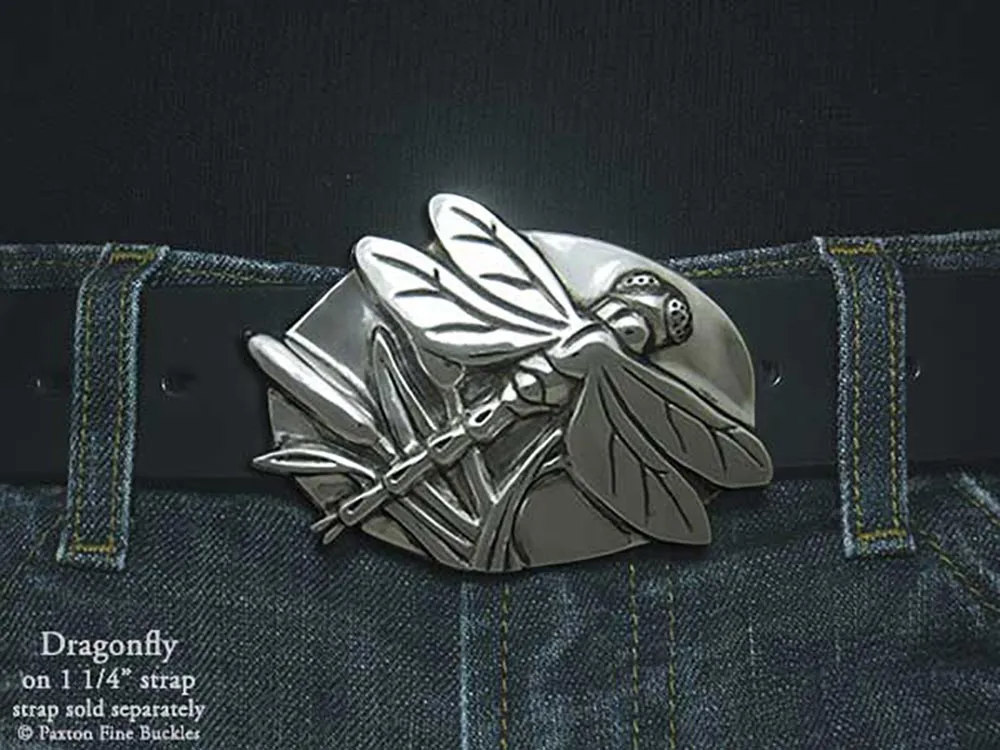 Dragonfly Belt Buckle Sterling Silver or Yellow Brass