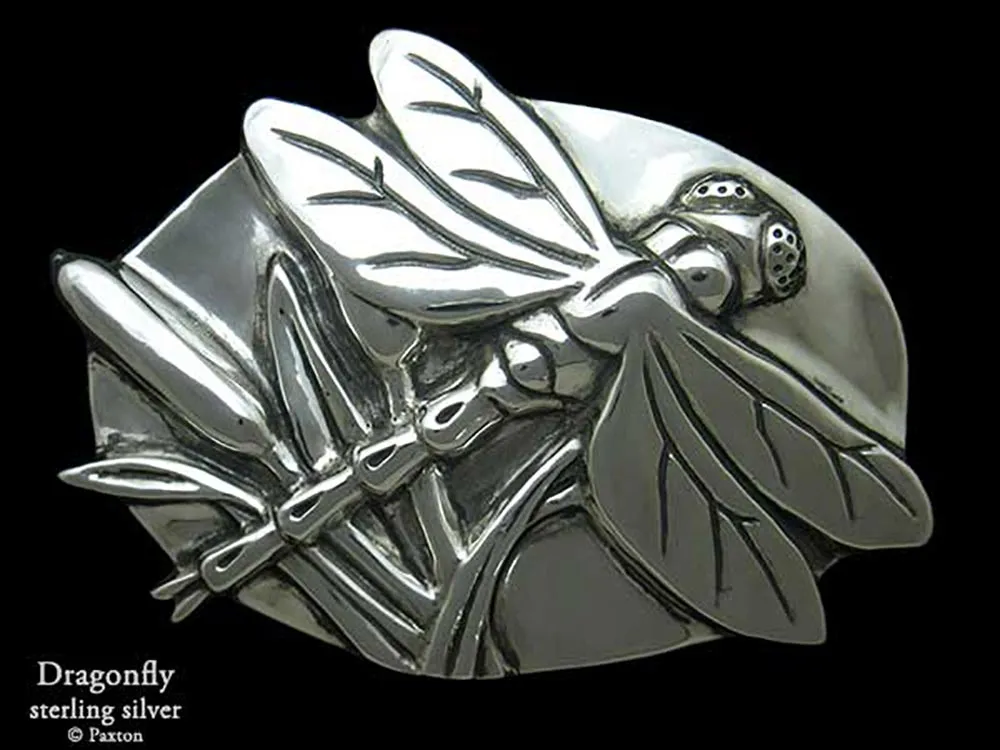 Dragonfly Belt Buckle Sterling Silver or Yellow Brass