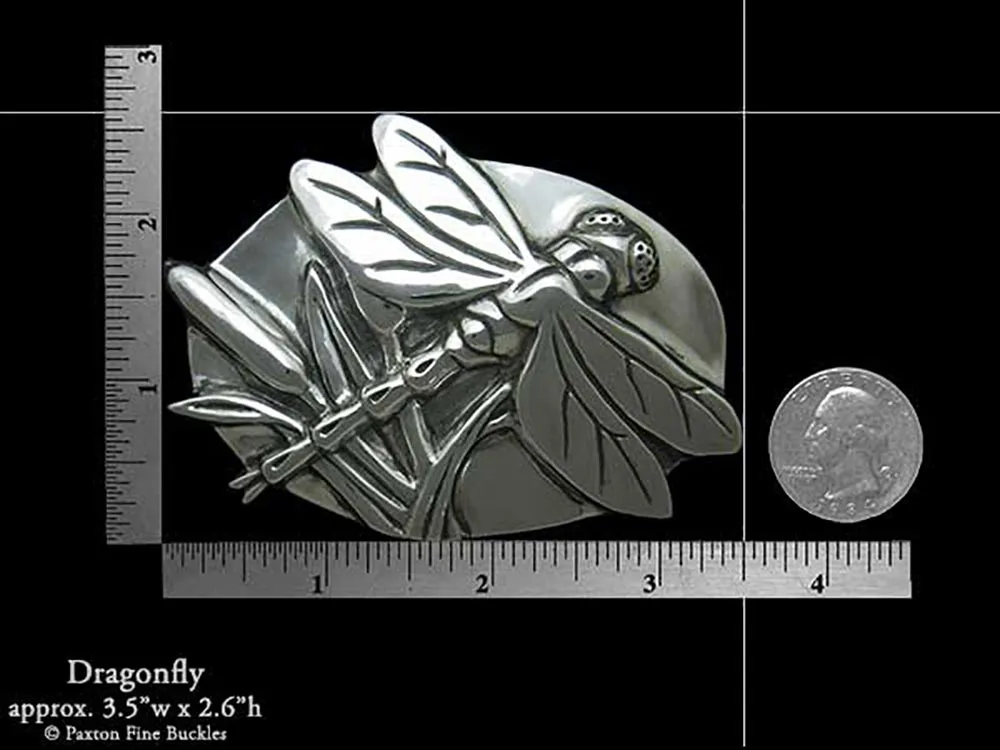 Dragonfly Belt Buckle Sterling Silver or Yellow Brass