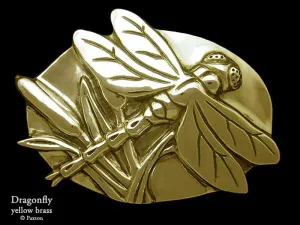 Dragonfly Belt Buckle Sterling Silver or Yellow Brass