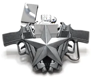 Dual 1911 Pistols with Star Lighter Belt Buckle