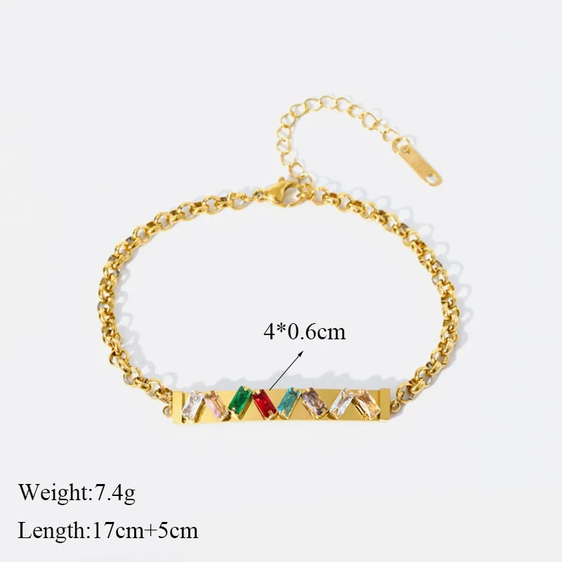 EILIECK 316L Stainless Steel Heart Lock Butterfly Colored Zirconia Bracelet For Women Girl Fashion Bangles Wrist Jewelry Gift