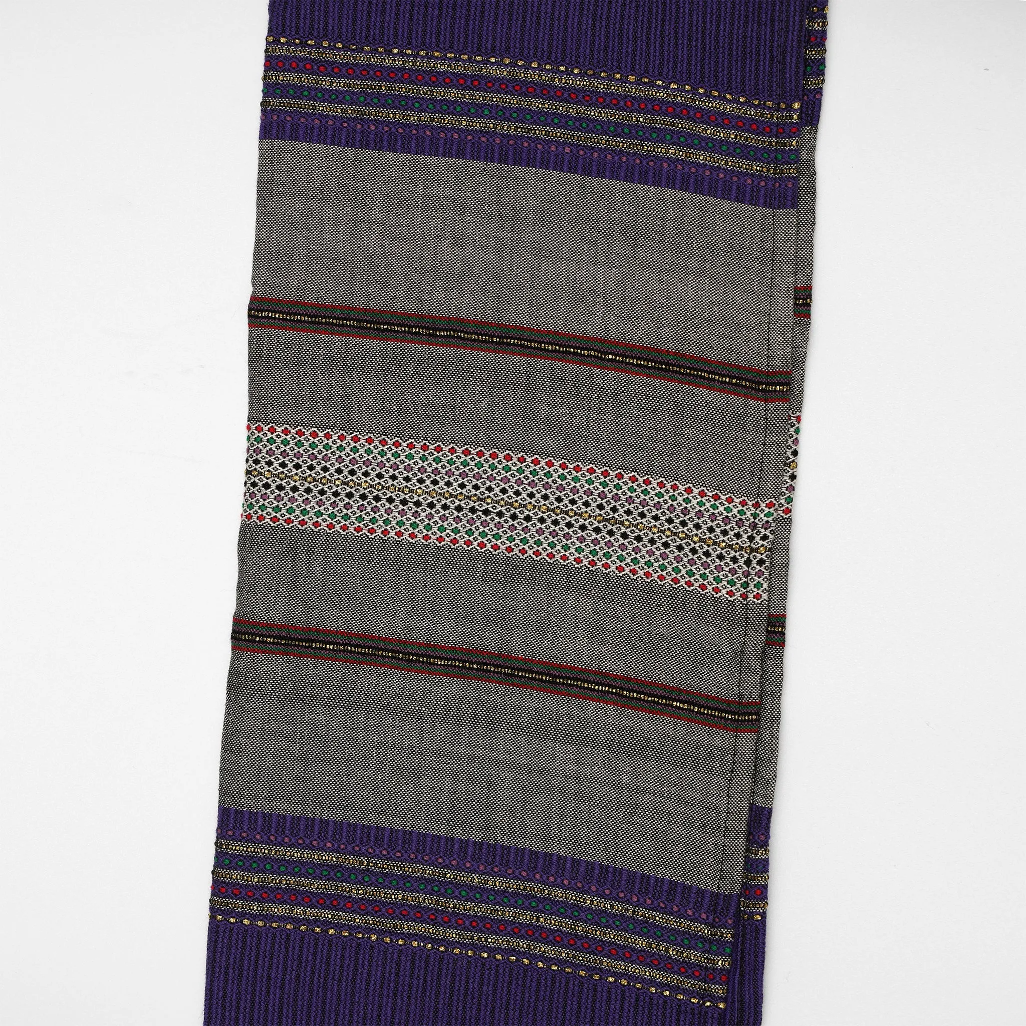 Elia - Cotton Tallit - Gray With Gold on Purple