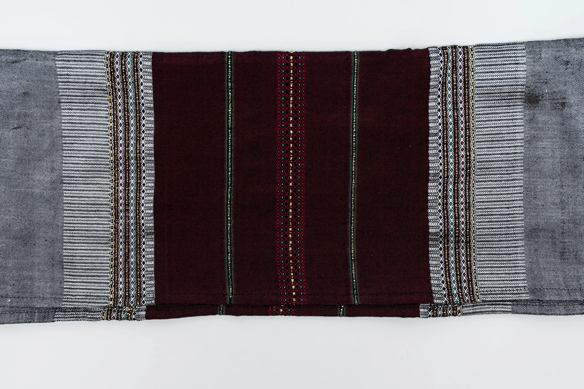 Elia - Silk Tallit- Bordeaux and Gold on Gray