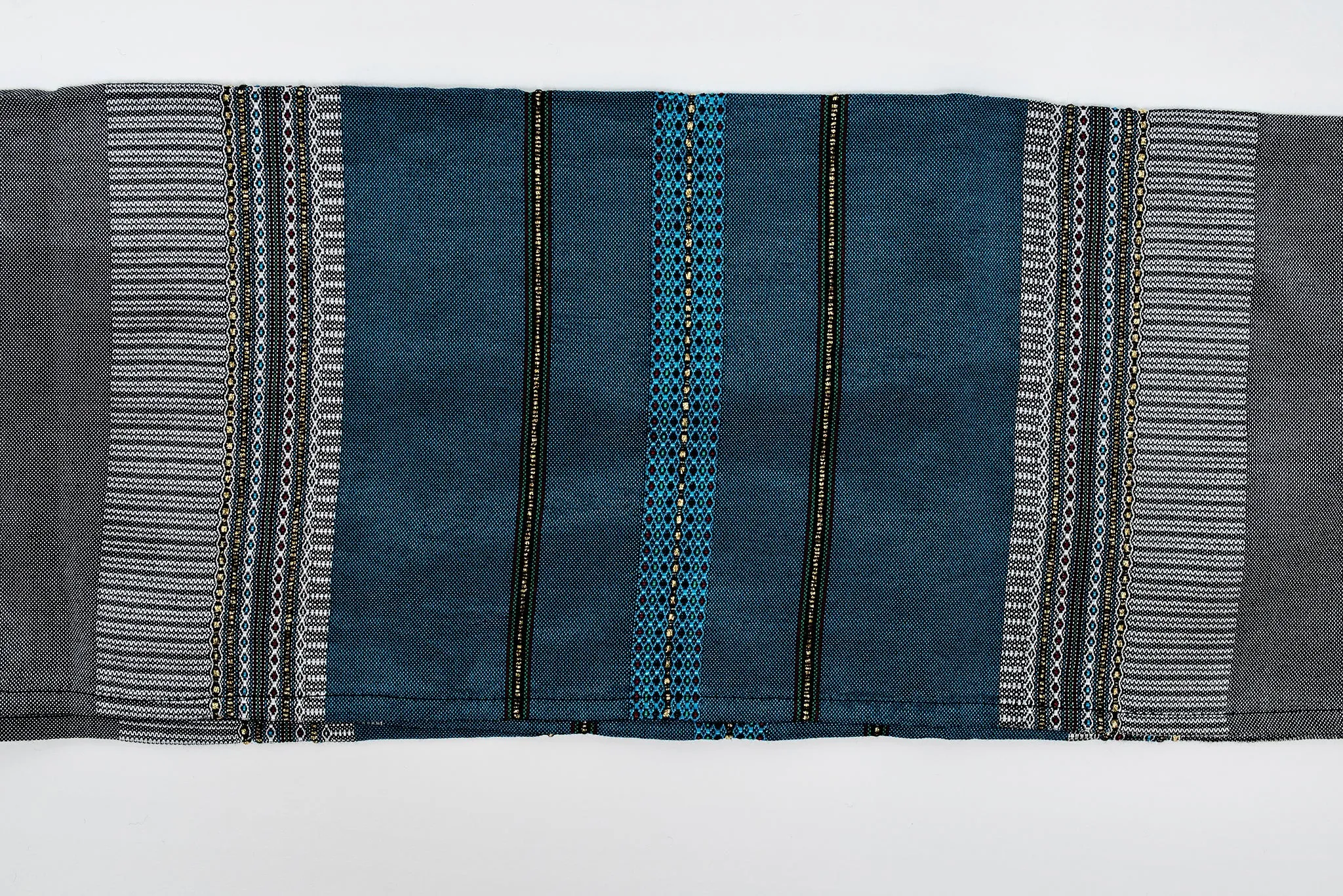 Elia - Silk Tallit- Flag Blue with gold on Gray
