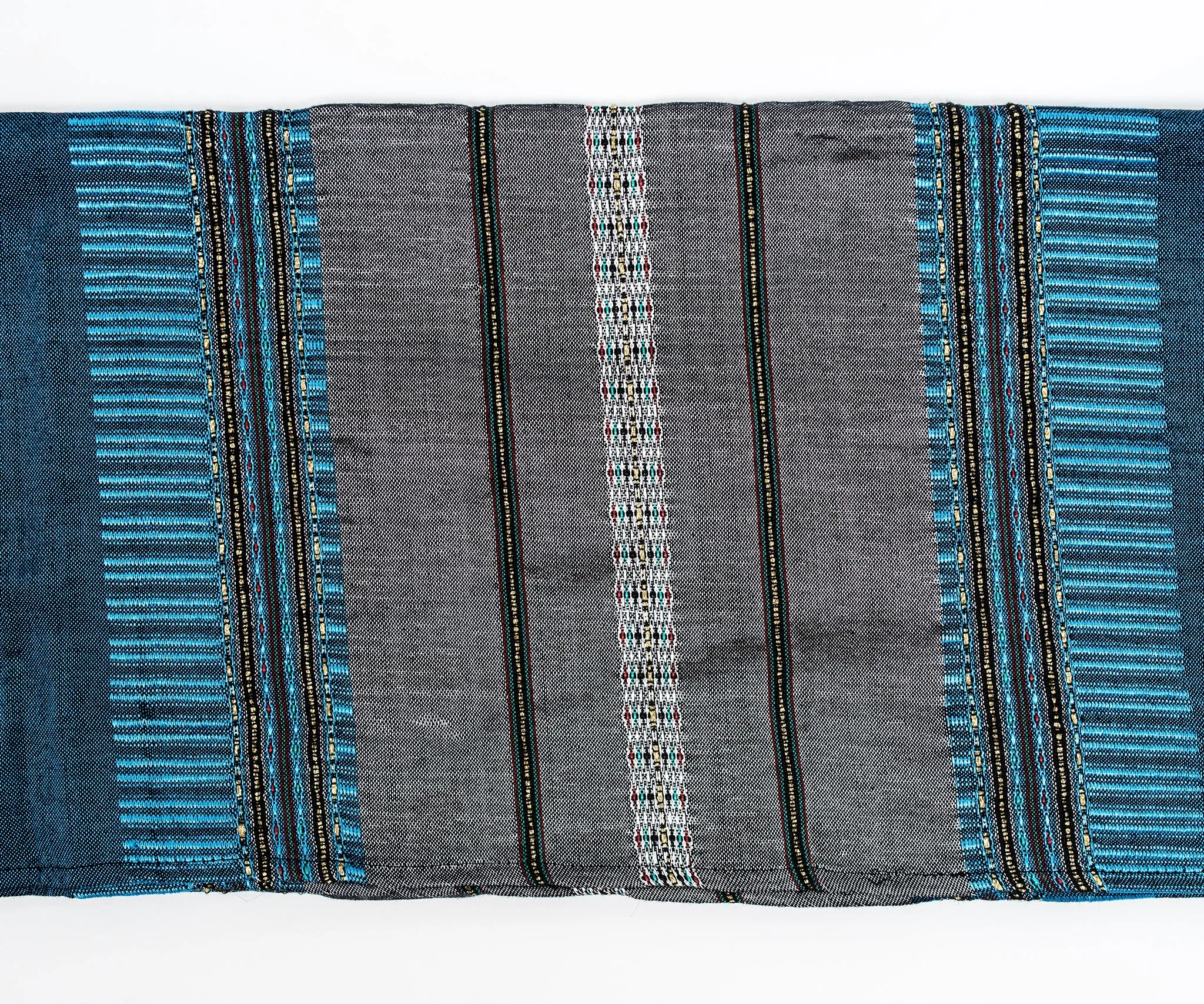 Elia - Silk Tallit - Gray with Gold on Blue