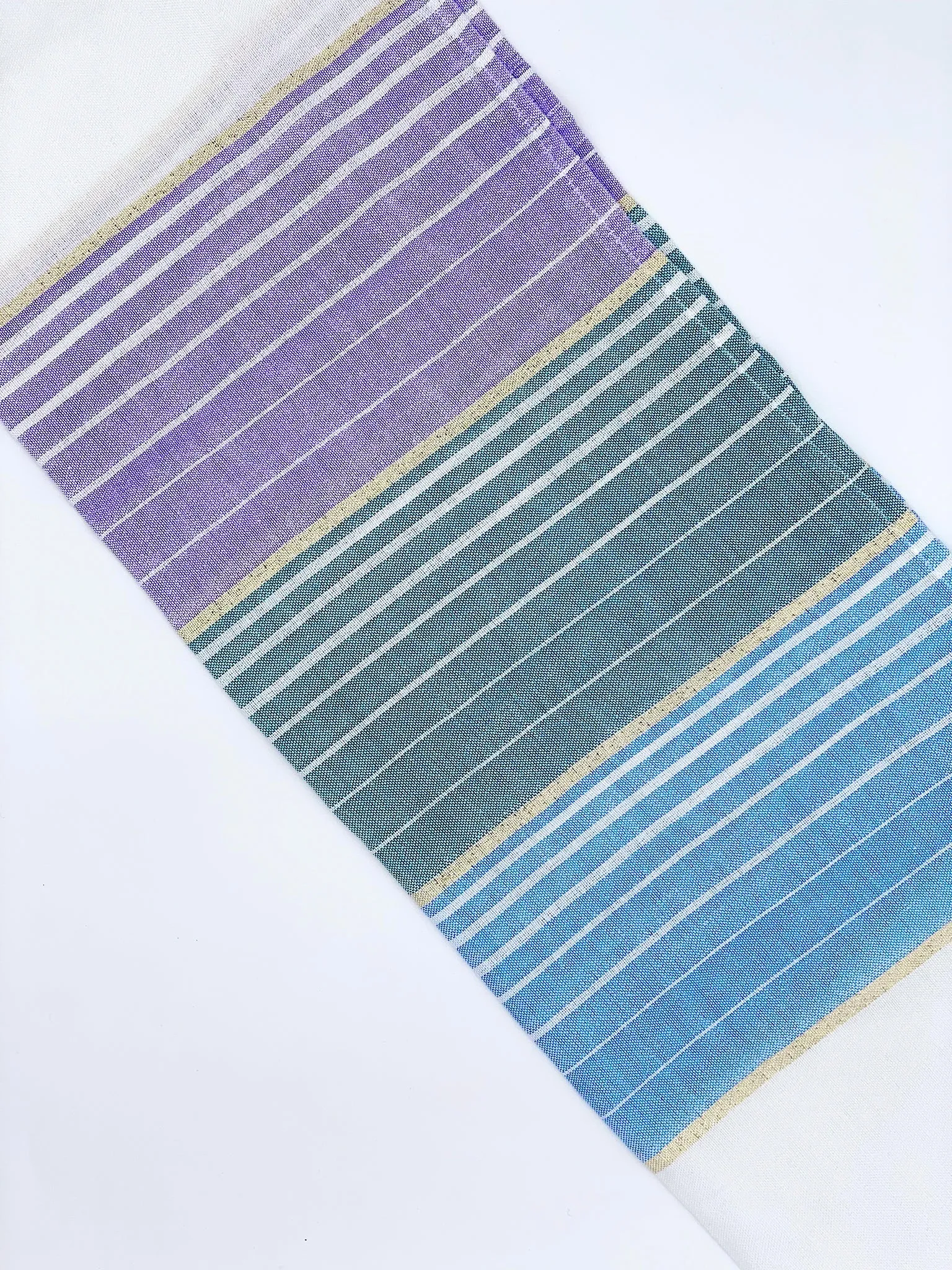 Ella - Silk Tallit  - Pastel Purple, Teal and blue with Gold on White