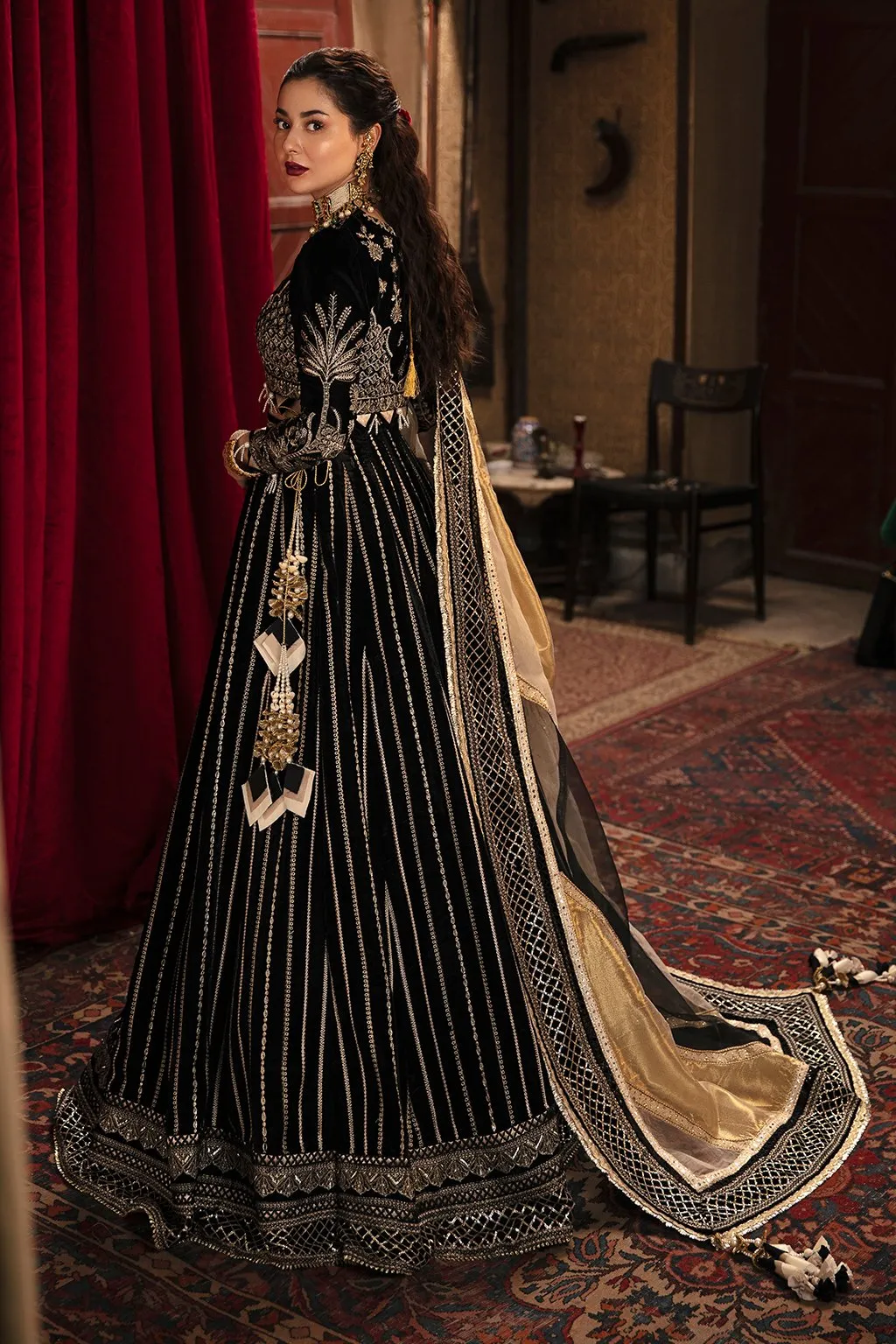 Embroidered Black Lehenga Choli by Designer #PF296