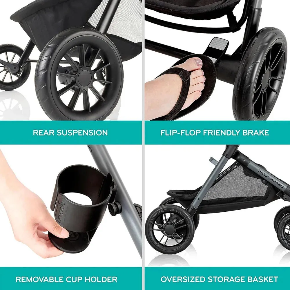 Evenflo Pivot Xpand™ Travel System w/ LiteMax Infant Car Seat - Ayrshire Black