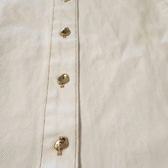 Ever New denim belted midi dress in white NWT Size 0 small tear at zipper