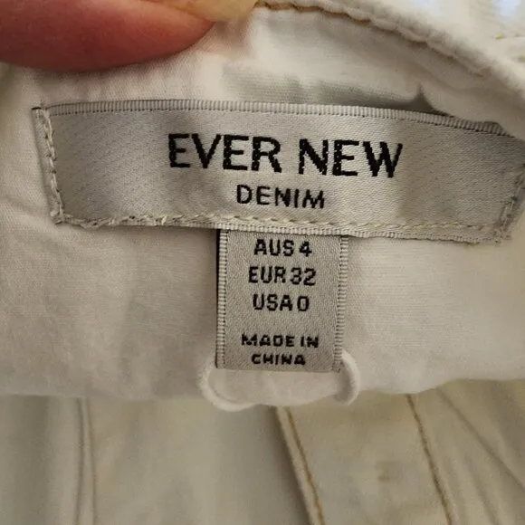 Ever New denim belted midi dress in white NWT Size 0 small tear at zipper