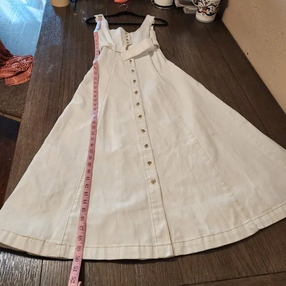 Ever New denim belted midi dress in white NWT Size 0 small tear at zipper