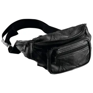 Fanny Pack Black Leather Waist Belt Bag Men's Women's Hip Travel Carry On Pouch