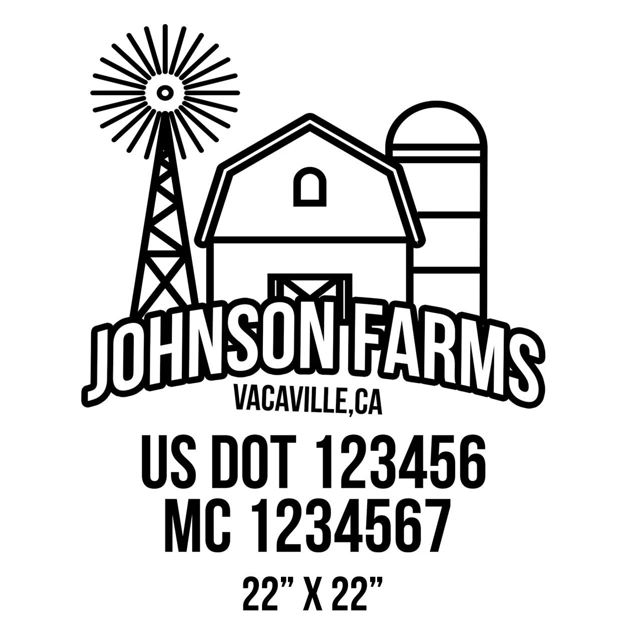 Farm Company Name Truck Decal (USDOT), 2 Pack