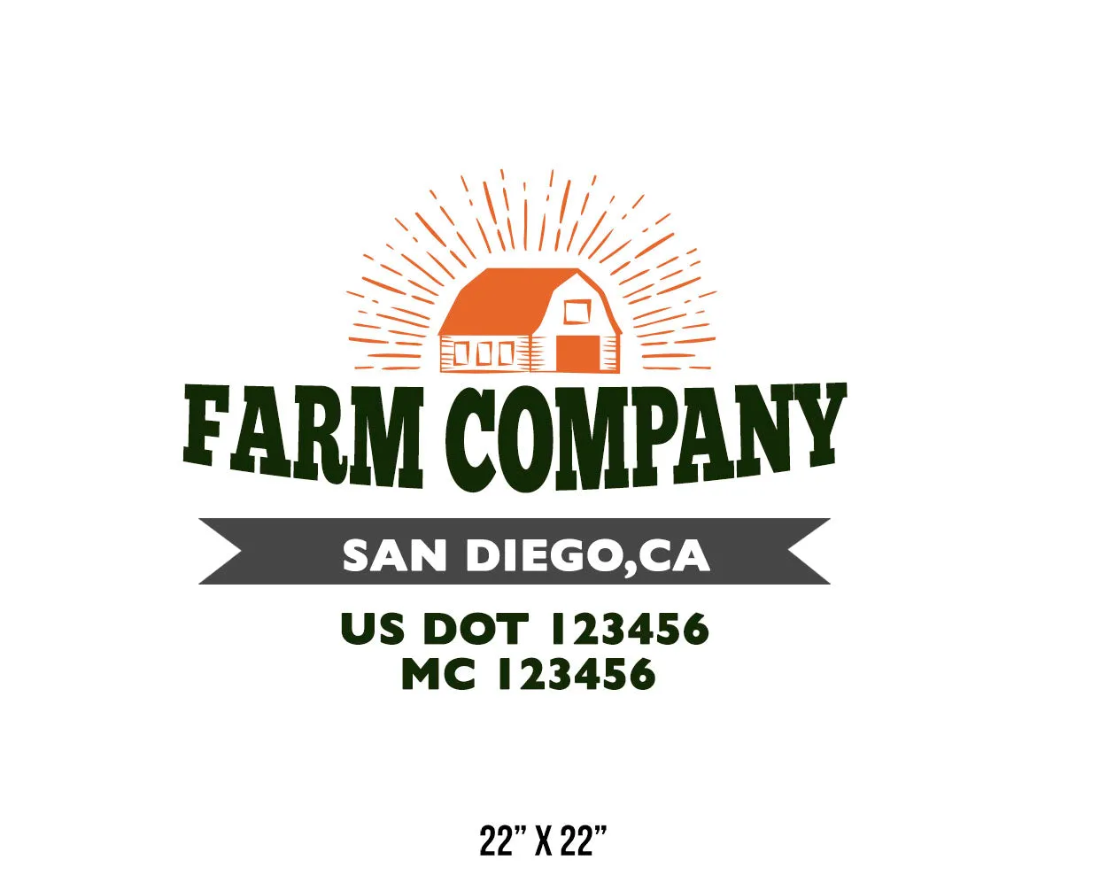 Farm Company Name Truck Decal (USDOT), 2 Pack
