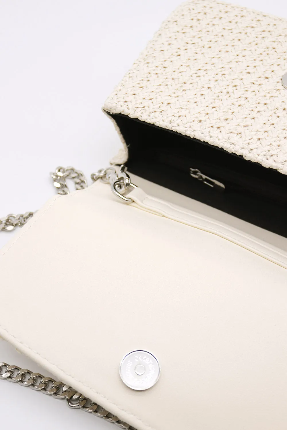 Faux Pearl Handle Straw Bag