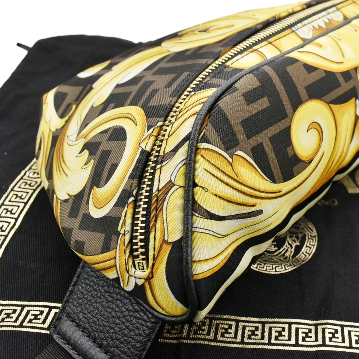 FENDI X Versace FF Baroque Nylon Belt Bag Gold