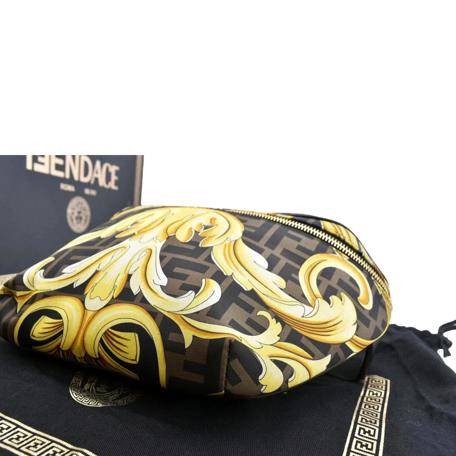 FENDI X Versace FF Baroque Nylon Belt Bag Gold