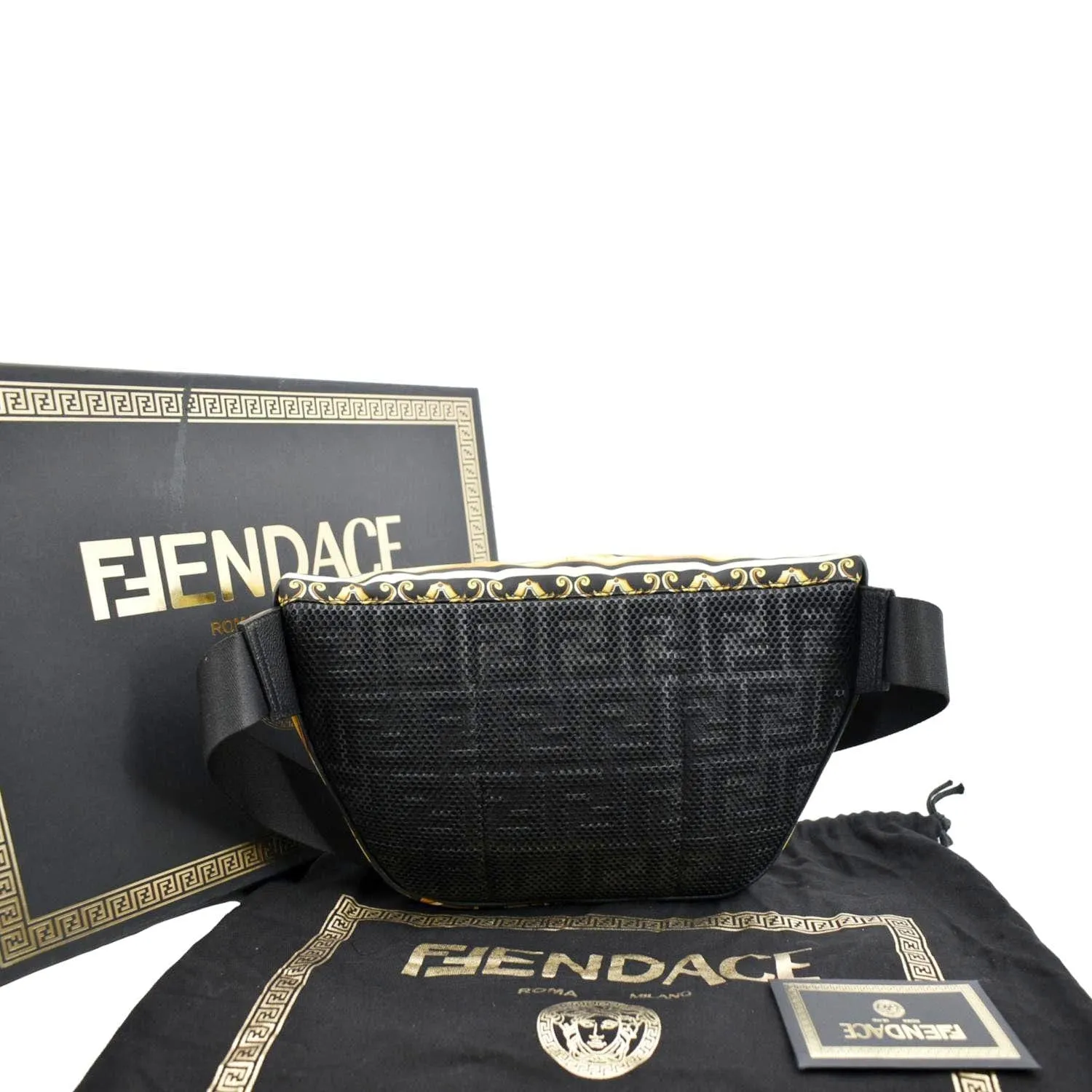 FENDI X Versace FF Baroque Nylon Belt Bag Gold