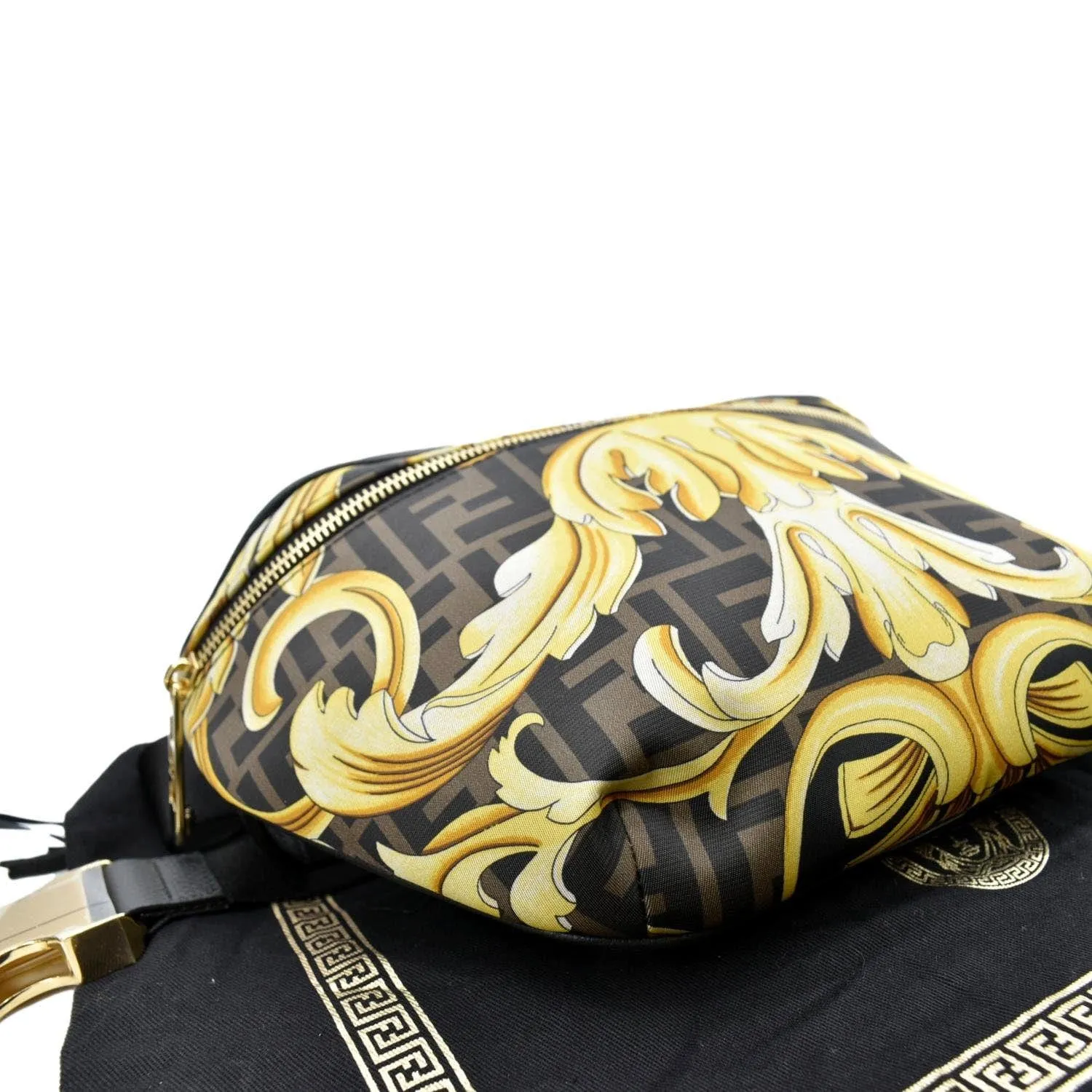FENDI X Versace FF Baroque Nylon Belt Bag Gold