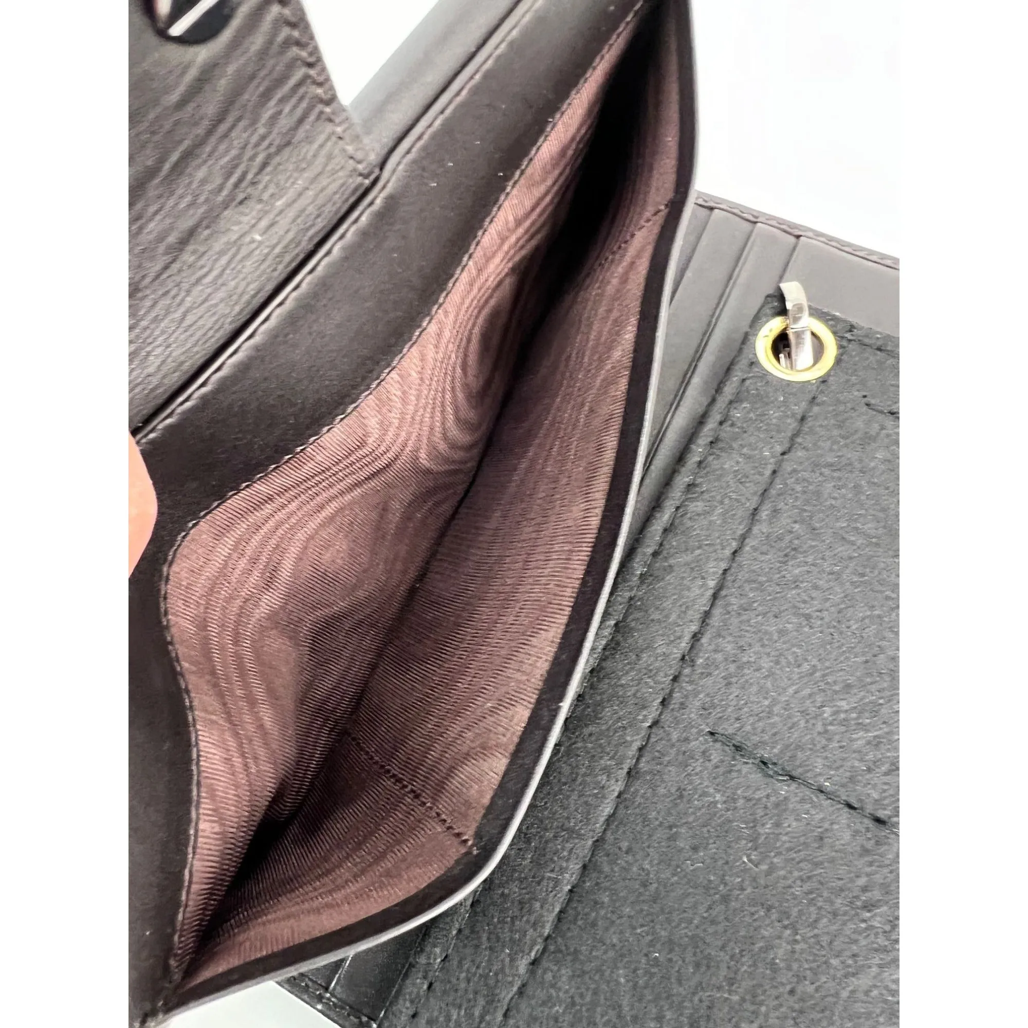 Fendi Zucchino Canvas Leather Long Wallet Crossbody