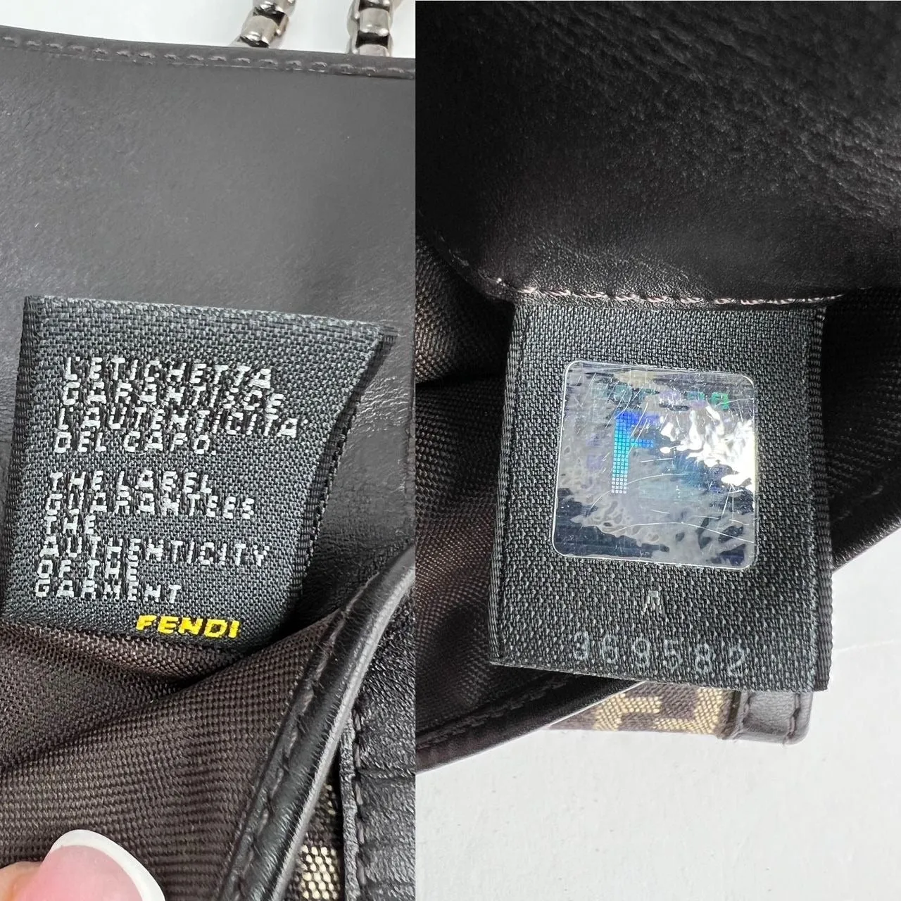 Fendi Zucchino Canvas Leather Long Wallet Crossbody