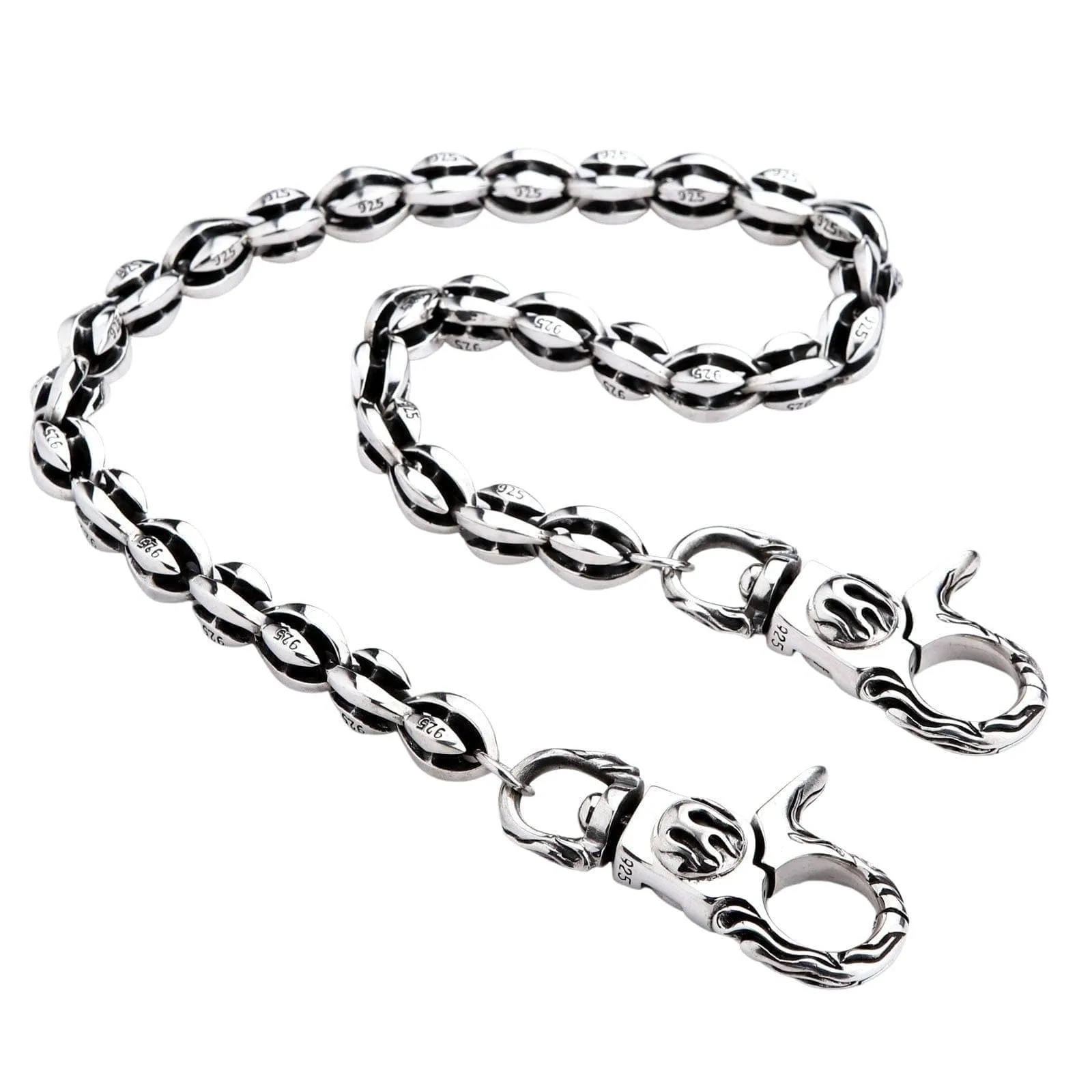Flame Blossom Link Sterling Silver Wallet Chain