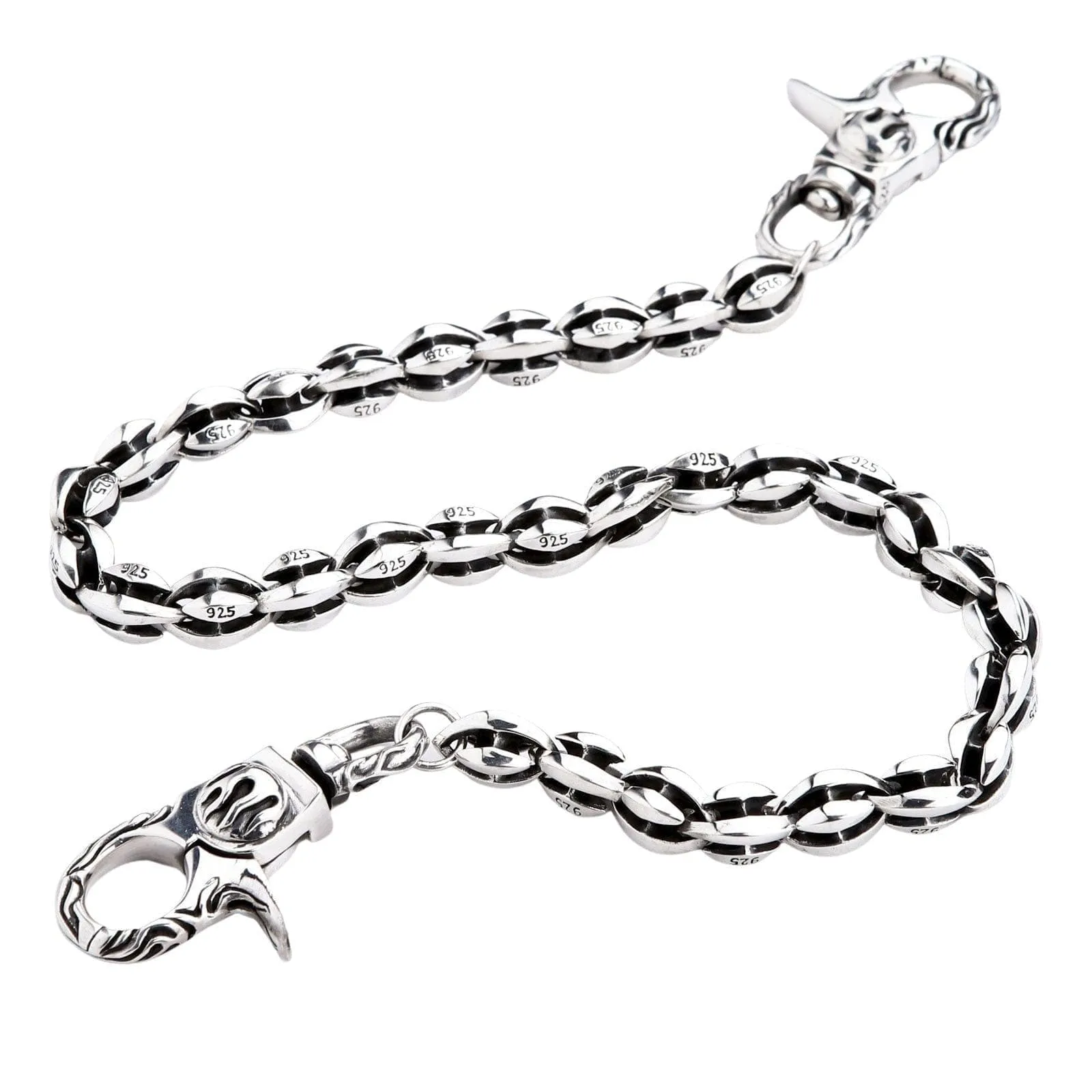 Flame Blossom Link Sterling Silver Wallet Chain