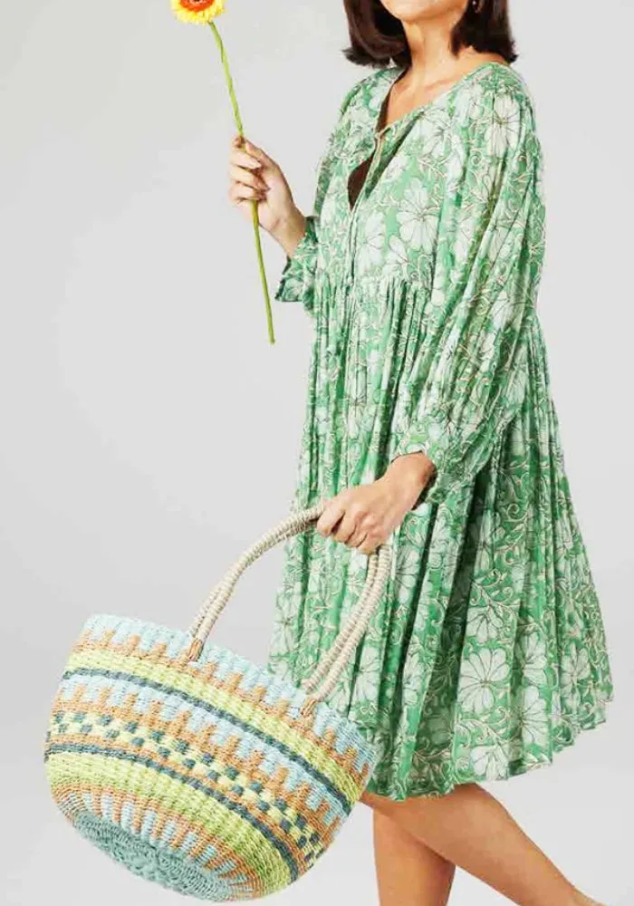Flamenco Basket Tote Bag Green