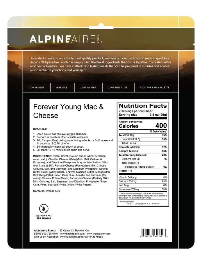 Forever Young Mac & Cheese (Vegetarian)