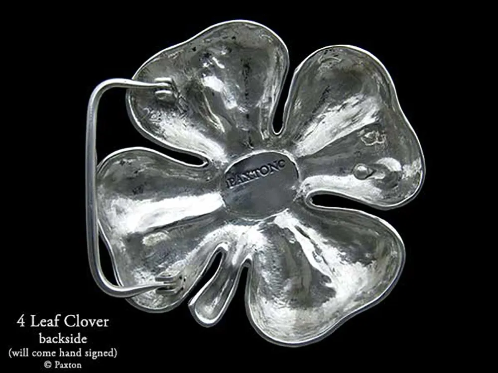 Four Leaf Clover Belt Buckle Sterling Silver