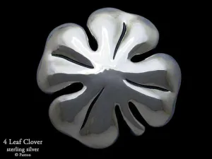 Four Leaf Clover Belt Buckle Sterling Silver