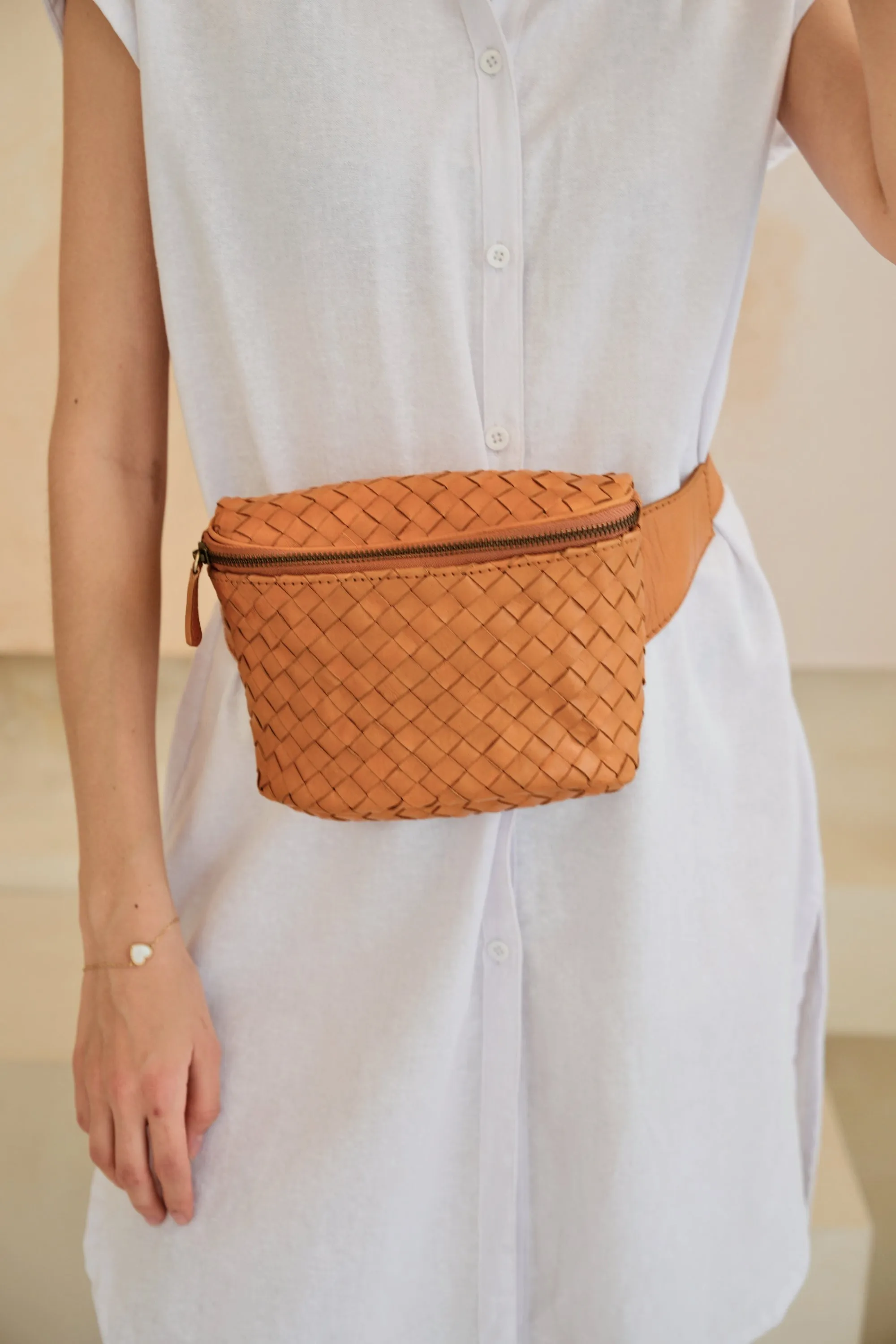 Francesca Handwoven Leather Belt Bag