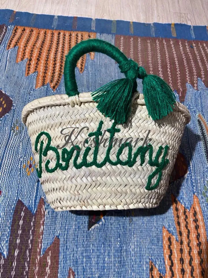 FREE TASSEL Personalized Wicker Straw Beach Bag - Custom Tote for Summer Fun!