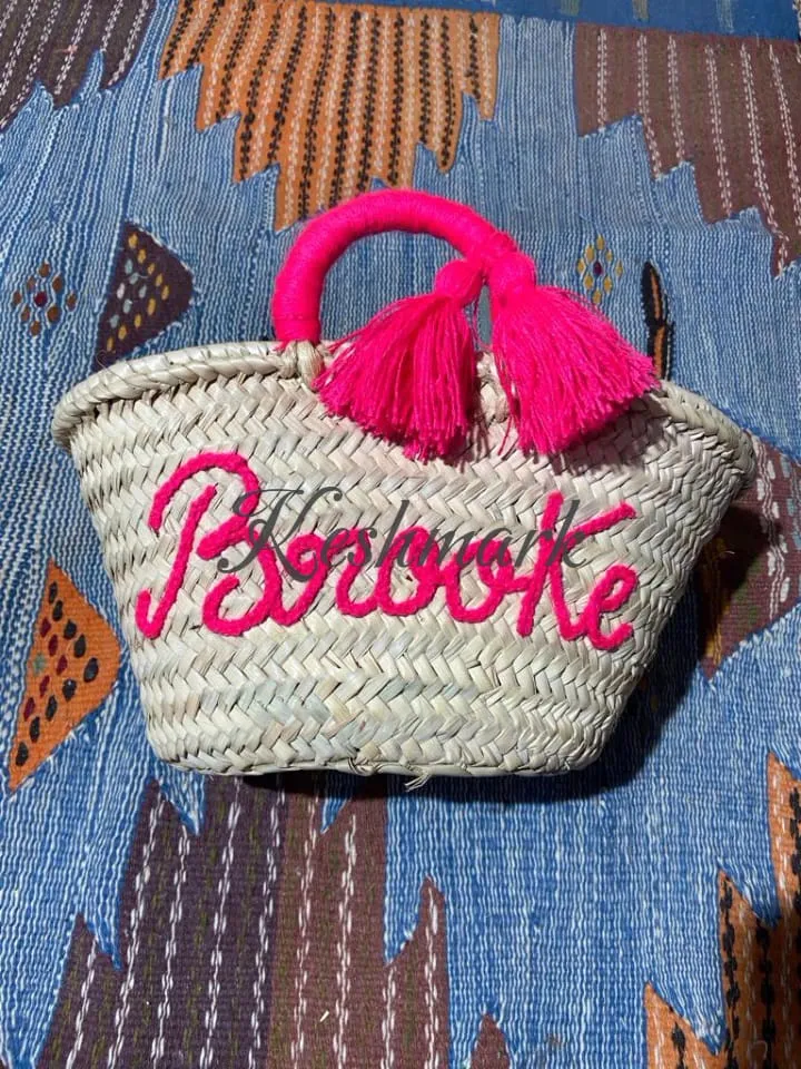 FREE TASSEL Personalized Wicker Straw Beach Bag - Custom Tote for Summer Fun!