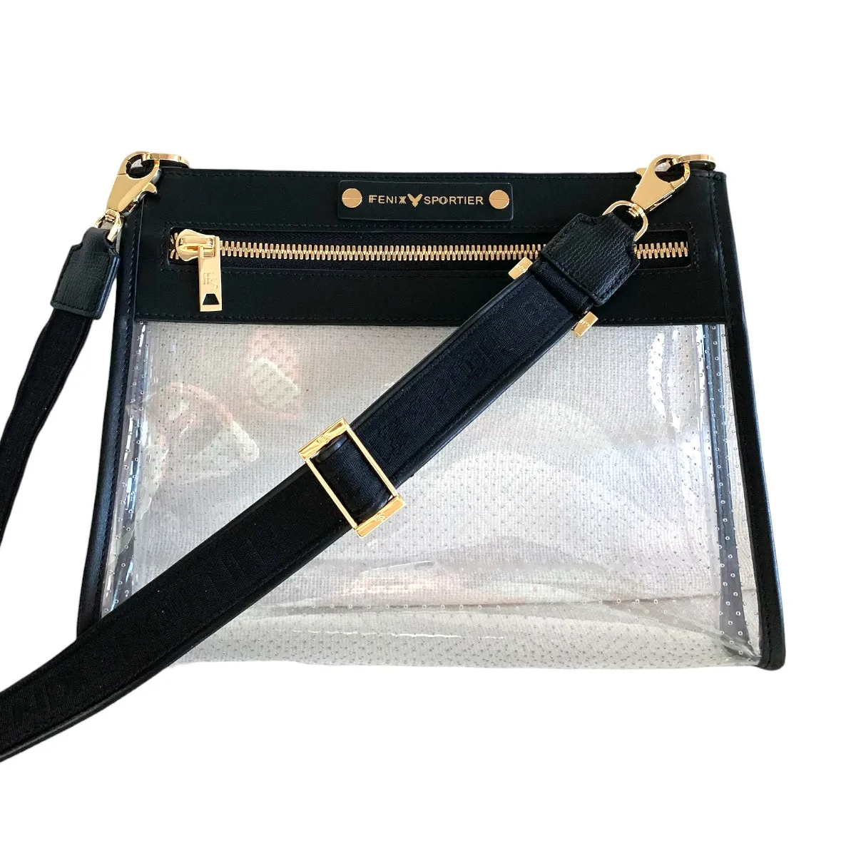 Front Row Bag - Black Leather / Clear PVC/ Gold Hardware