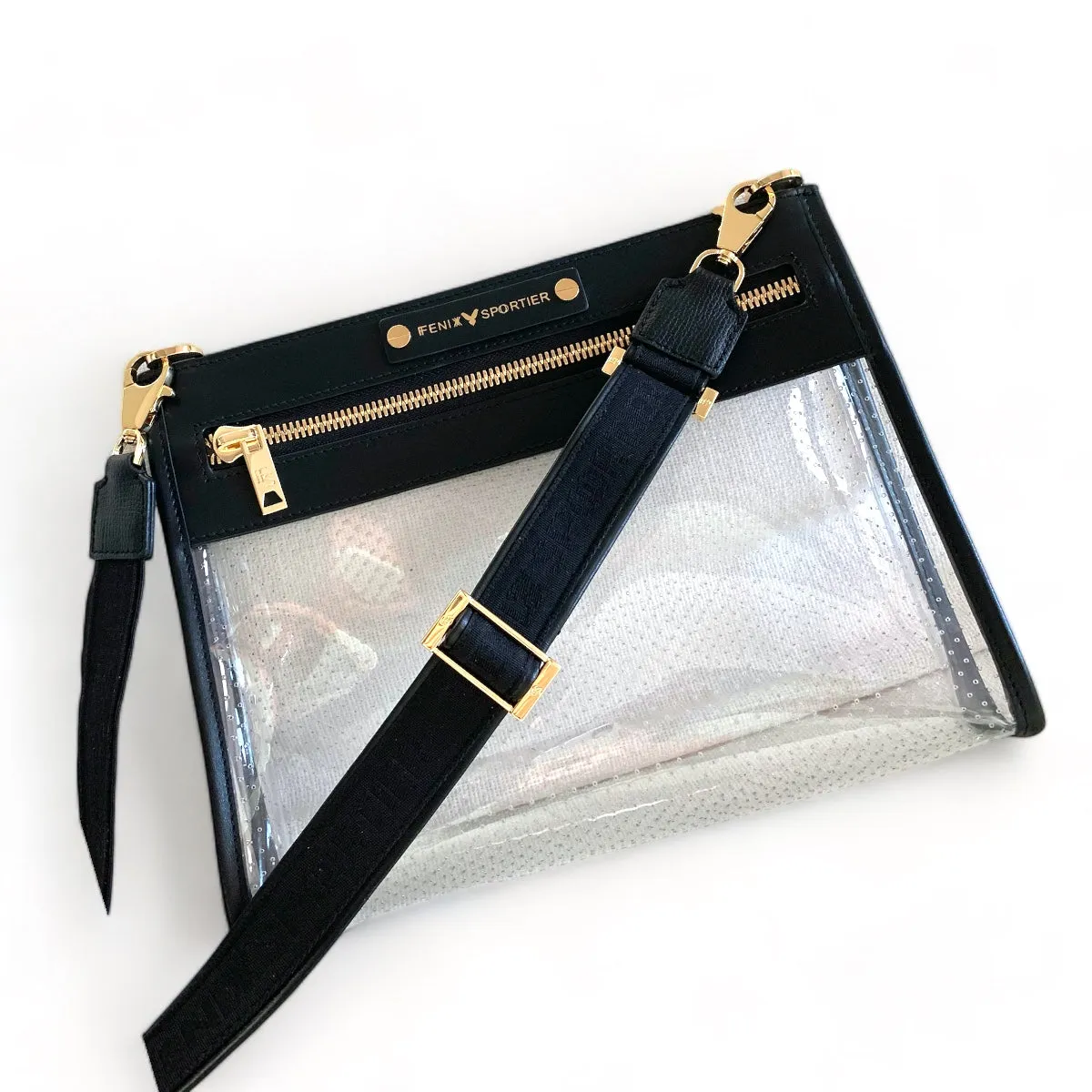 Front Row Bag - Black Leather / Clear PVC/ Gold Hardware