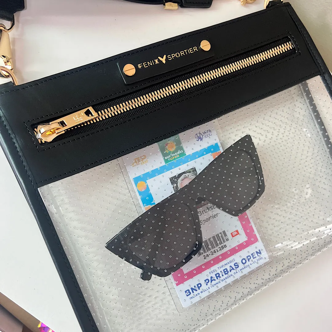 Front Row Bag - Black Leather / Clear PVC/ Gold Hardware