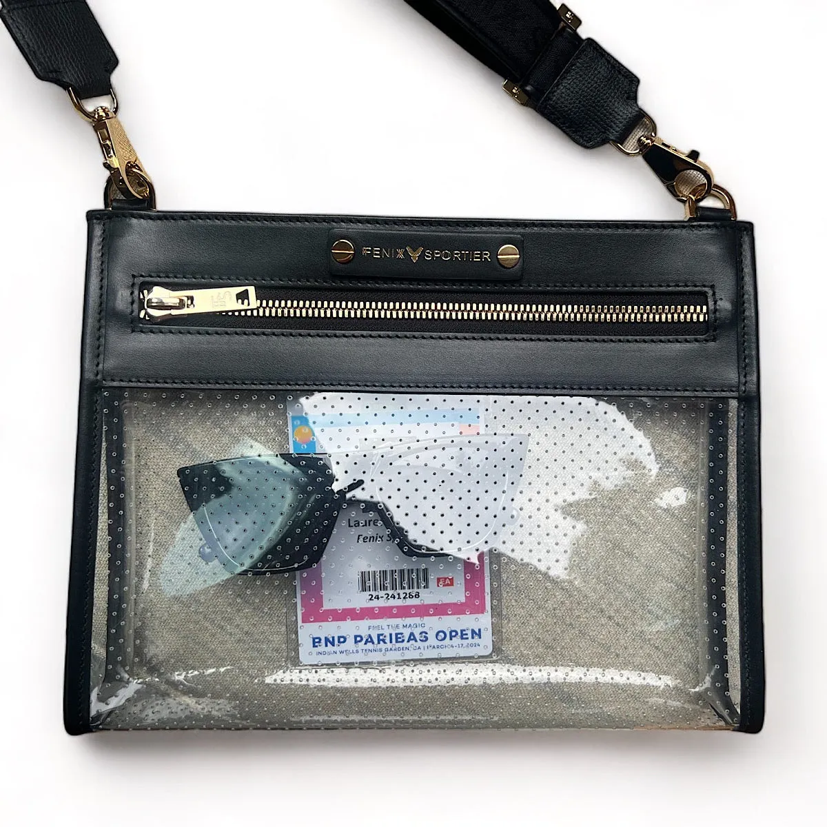 Front Row Bag - Black Leather / Clear PVC/ Gold Hardware