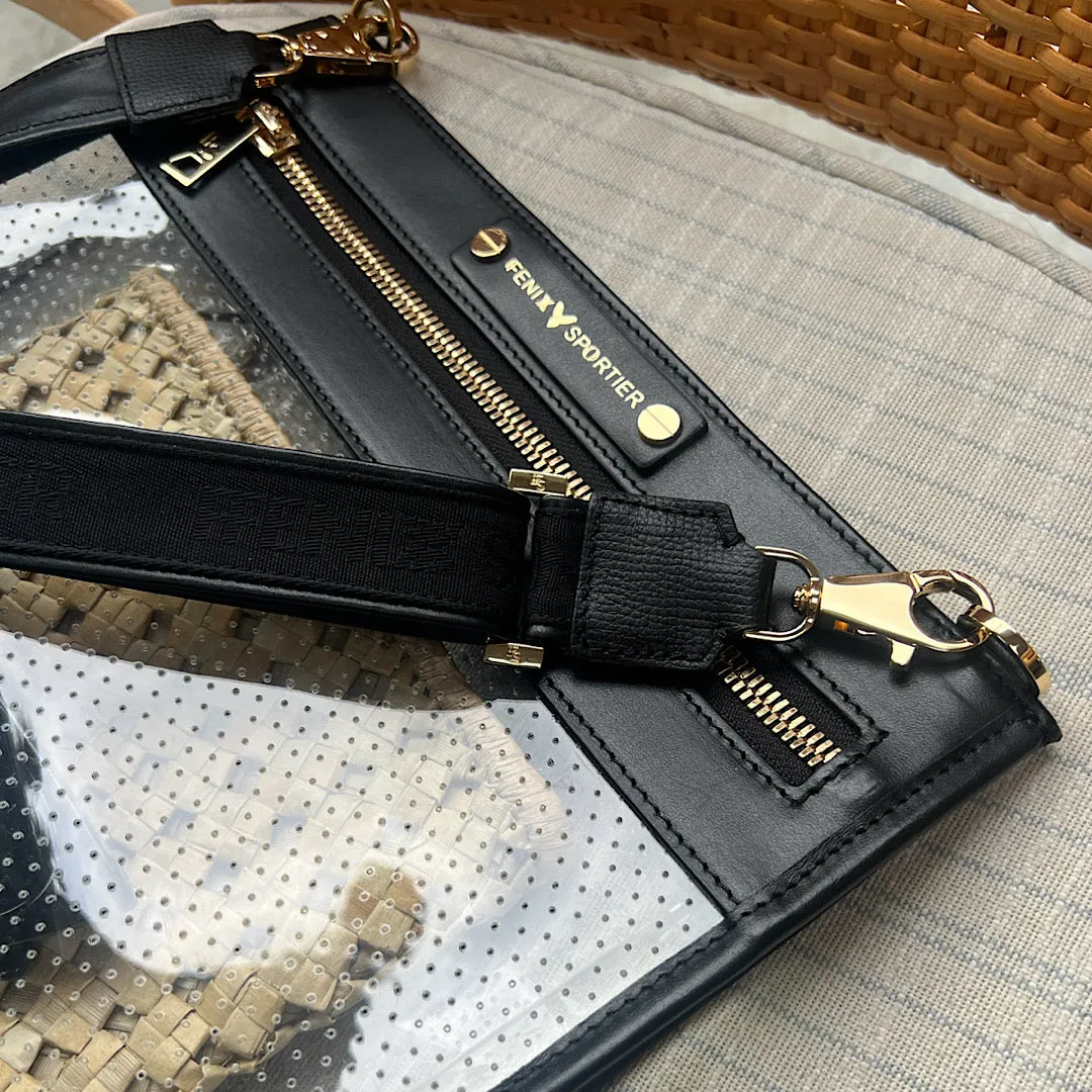 Front Row Bag - Black Leather / Clear PVC/ Gold Hardware