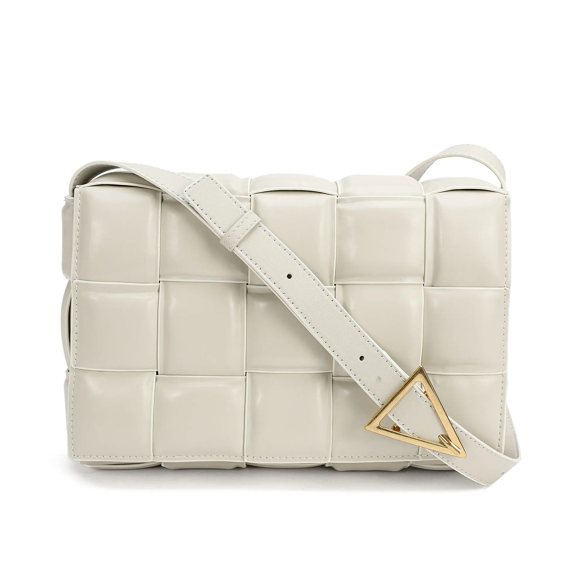 Full-Grain Woven Lambskin Leather Puffy Bag